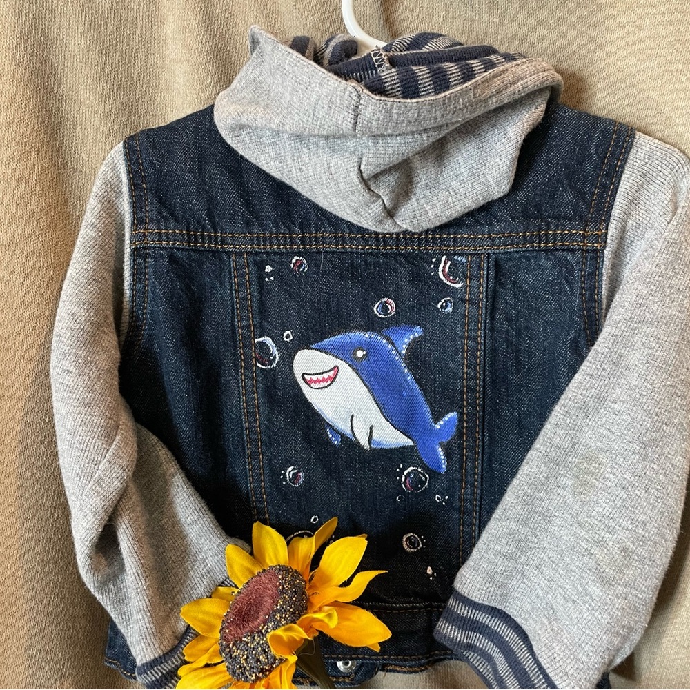 Wrangler Kids Jean Jacket with Blue Shark Design
